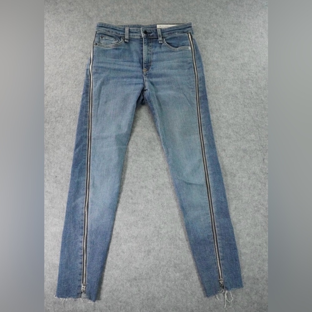 Rag & Bone Blue Skinny Jeans With Zipper Sides